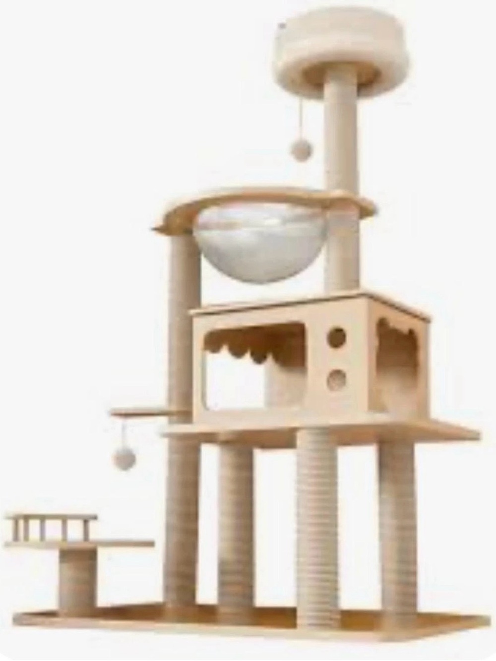 Multi-Level Beige Cat Tree Tower with Cozy Pod